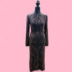ECLAIR Metallic Gold Maxi Dress Size Medium
